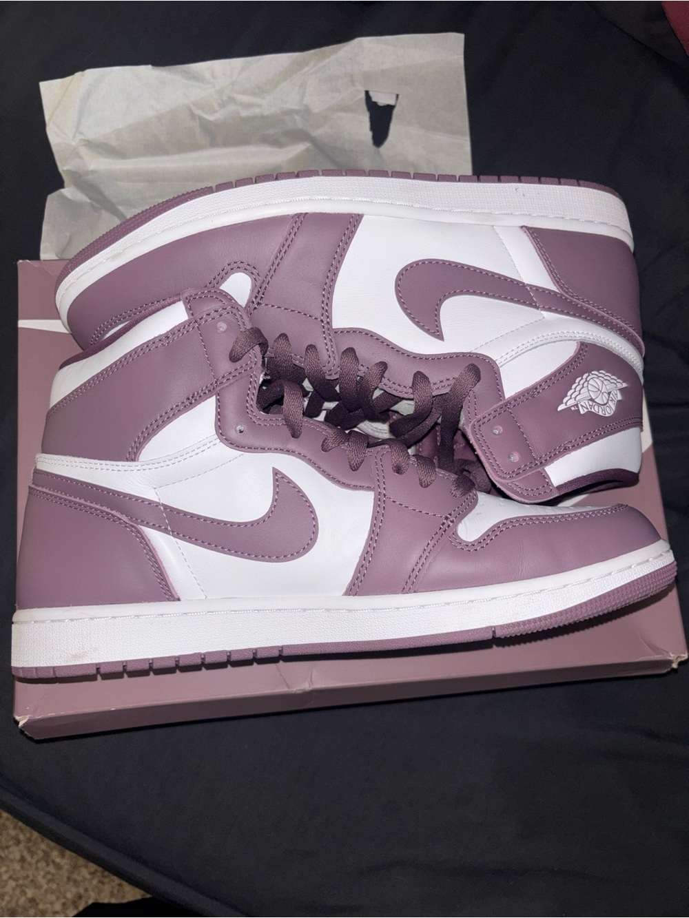 Nike Air Jordan 1 Mid Sneakers in Mauve and White